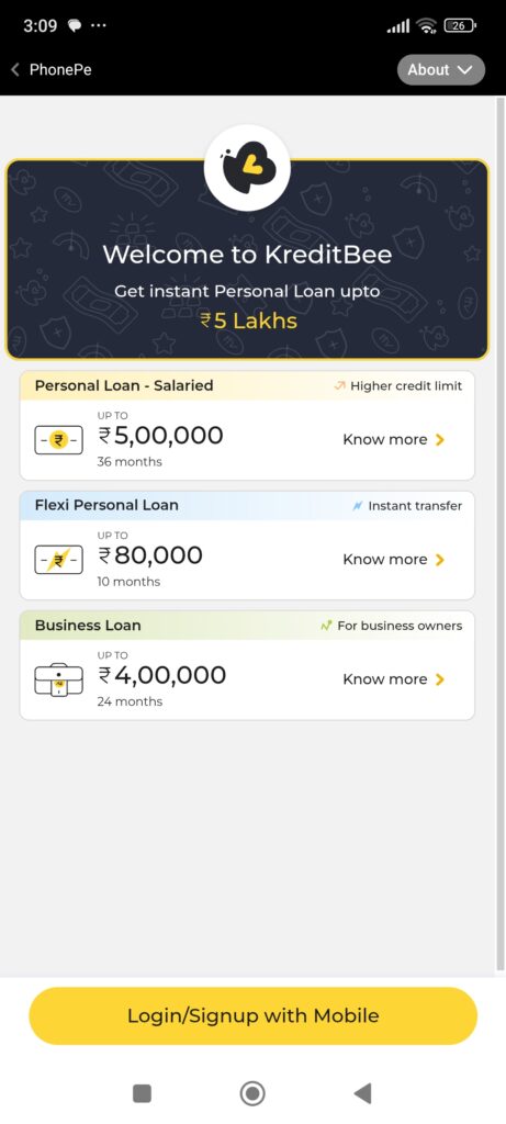 Personal loan on phone pay
